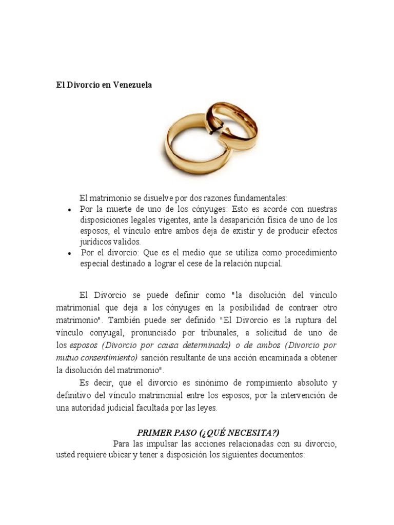 Divorcio en Venezuela (Causales de Divorcio) | PDF | Divorcio | Adulterio