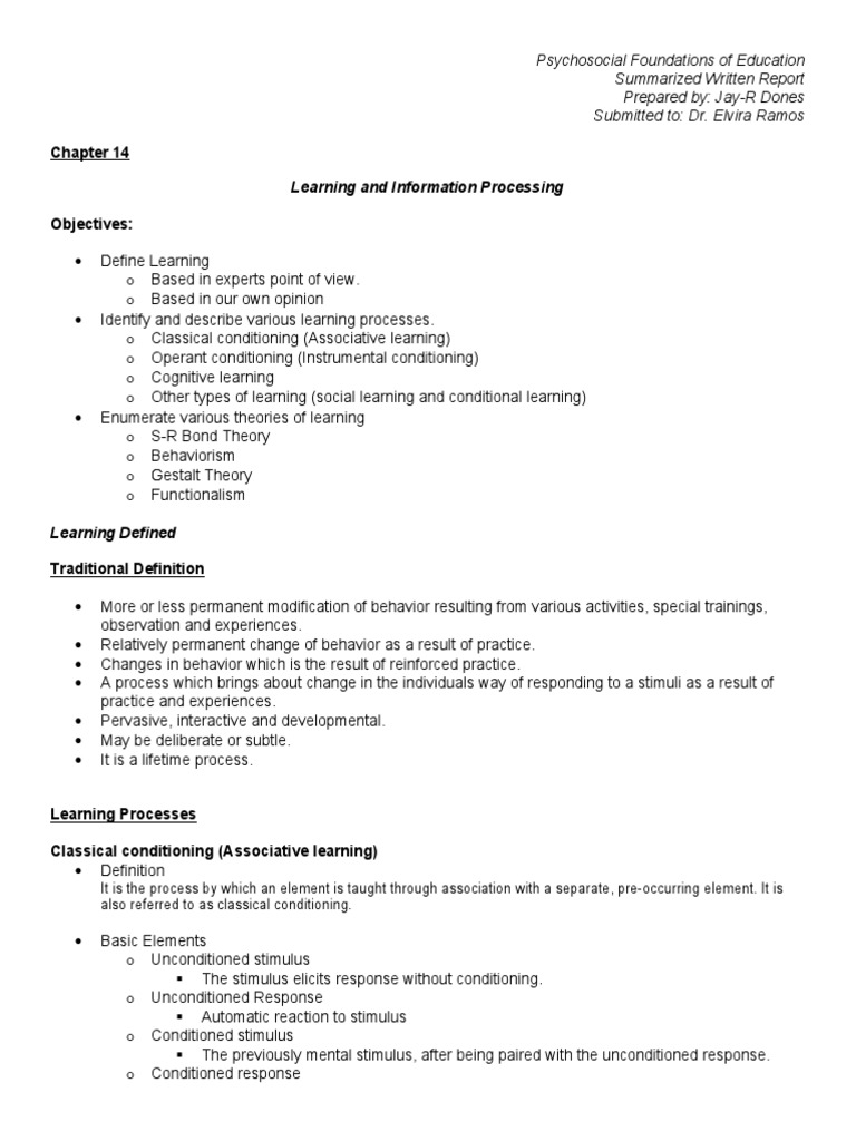 Learning Processes and Theories Explained | PDF | Reinforcement | Mind ...