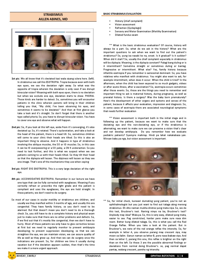 STRABISMUS | PDF | Diseases Of The Eye And Adnexa | Medical Specialties