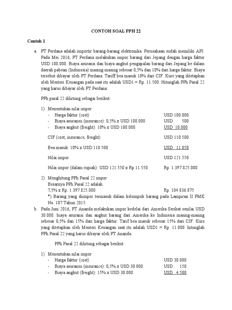 Contoh Soal Pph 22 Pdf