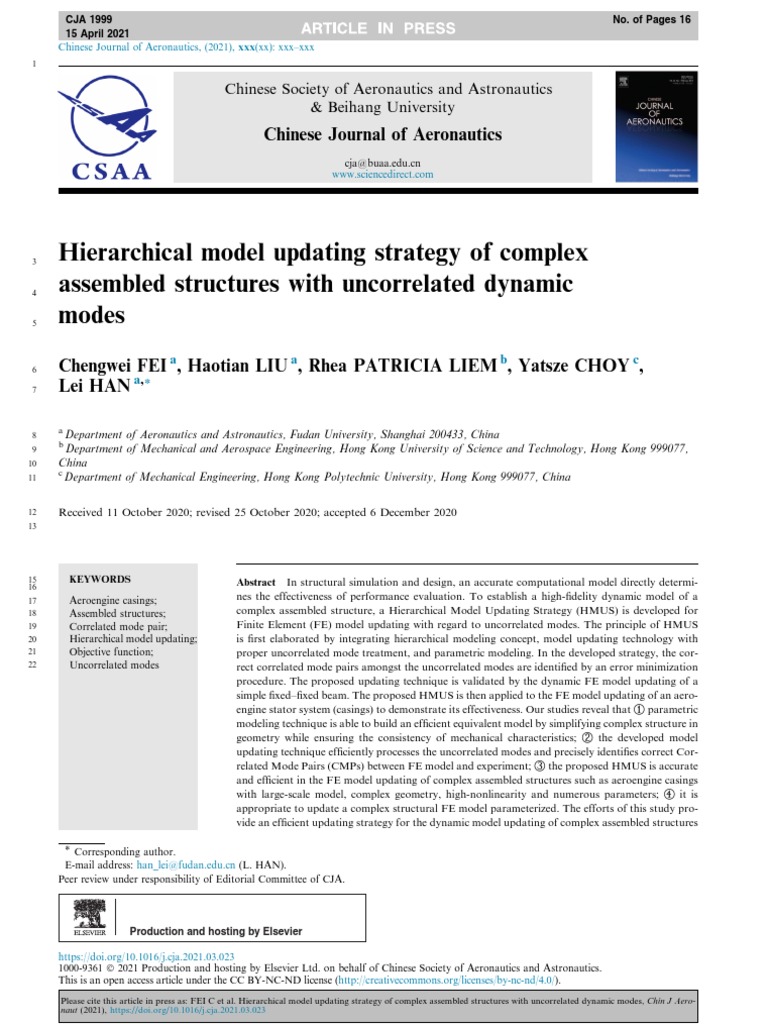 Hierarchical Model Updating Strategy of Complex 4 Assembled Structures ...
