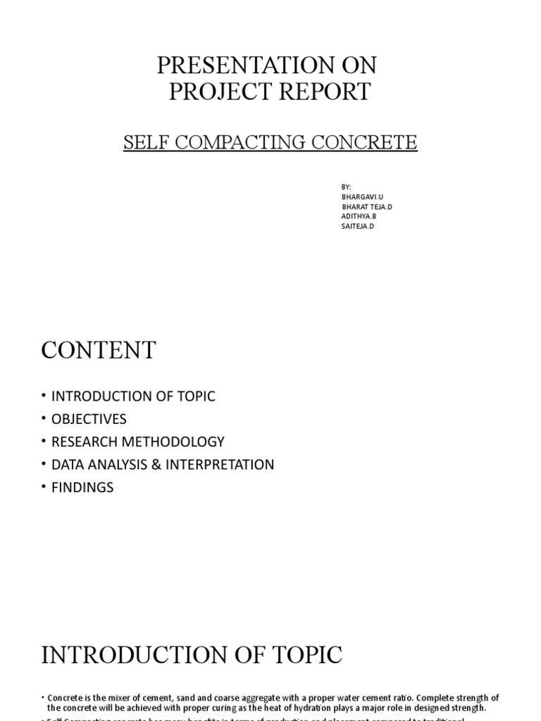 Self Compacting Concrete Project Report | PDF | Technology & Engineering