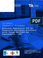 Silabus PELATIHAN PEMANFAATAN TIK DAN PENGENALAN KECERDASAN ARTIFISIAL UNTUK TENAGA PENDIDIK DAN KEPENDIDIKAN SMP TA