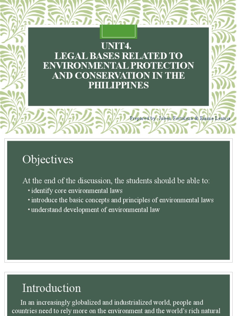 UNIT4. Legal Bases Related To Environmental Protection and Conservation