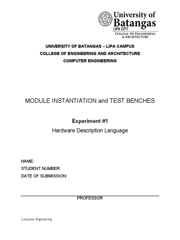 Module Instantiation and Test Benches: Hardware Description Language ...