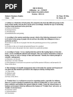 Sri School Affiliation No - 3330235 Mid Term Examination Session - 2021-22 Subject: Business Studies M. Time: 90 Min. Class: XII M. Mark: 40