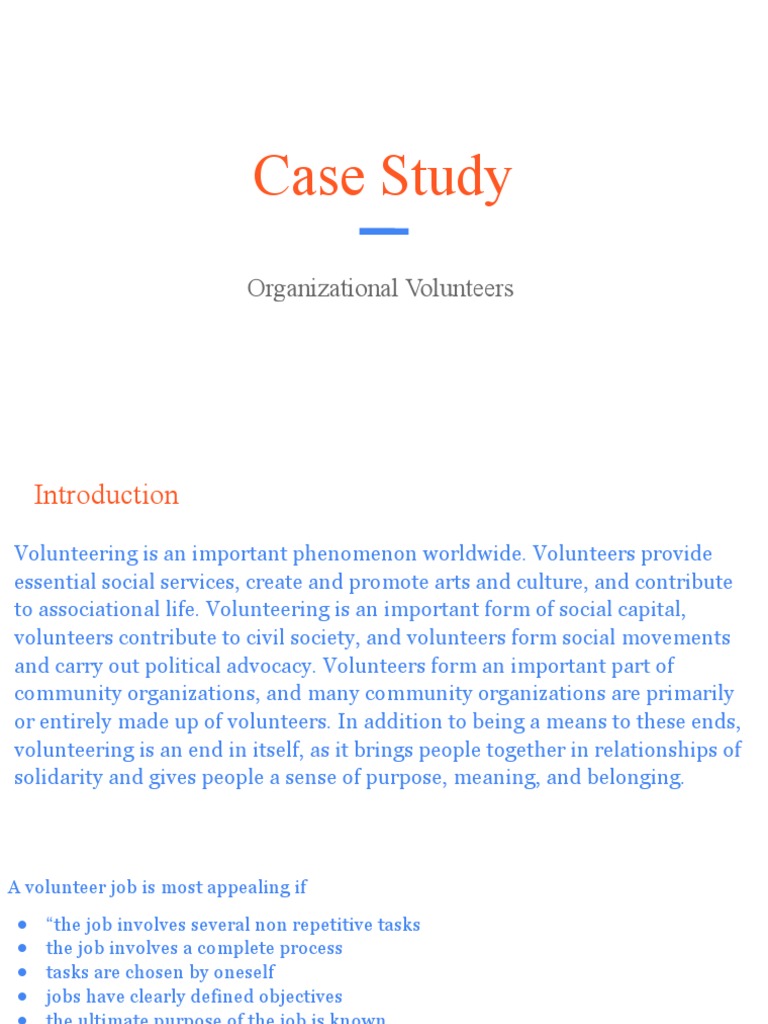 Case Study Organizational Volunteers PDF Volunteering Applied
