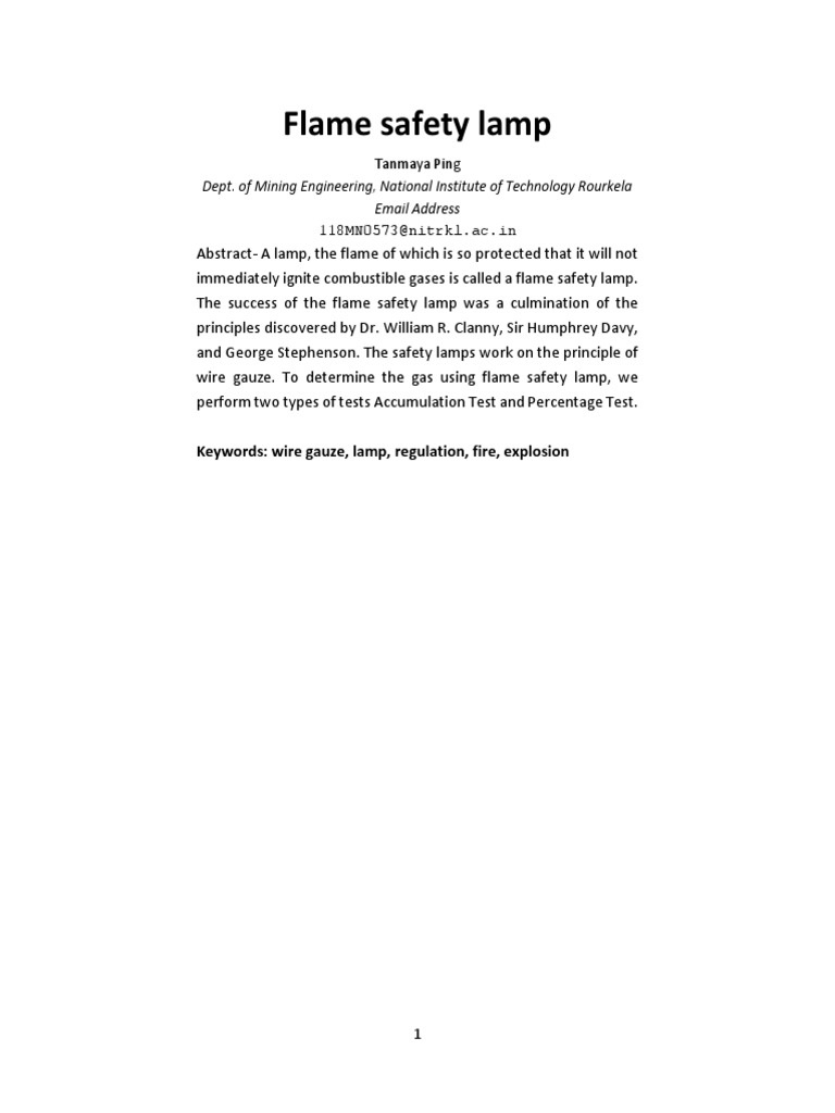 Flame Safety Lamp PDF