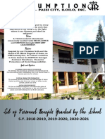 List of Personnel Benefits Granted by the School