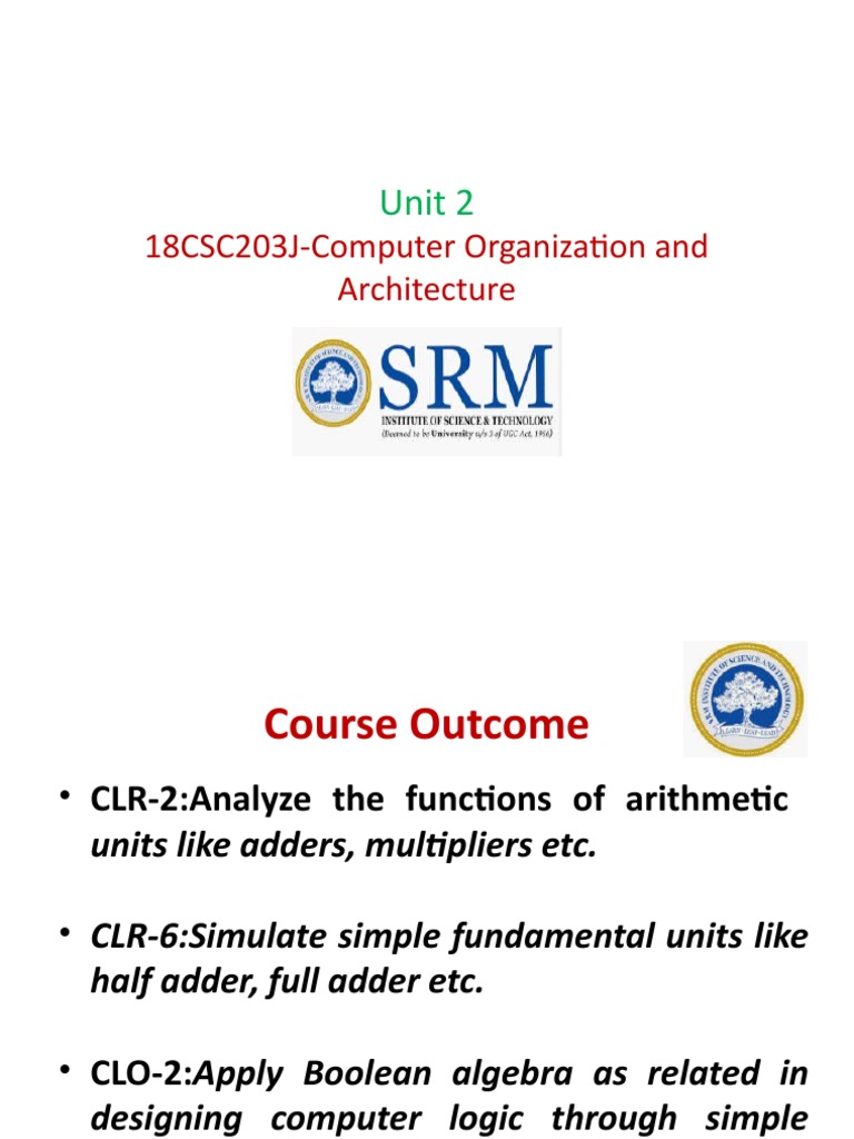 Unit 2: 18CSC203J-Computer Organization and Architecture | PDF ...