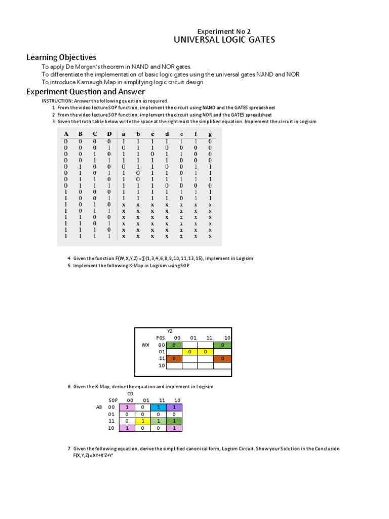 Universal Logic Gates and K-Map Implementation | PDF | Teaching Methods ...