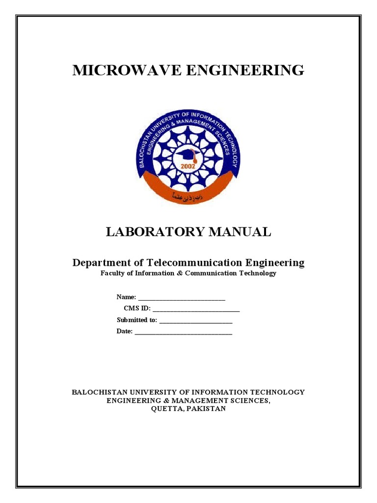 Microwave Engineering Laboratory Manual PDF Data Transmission Modulation