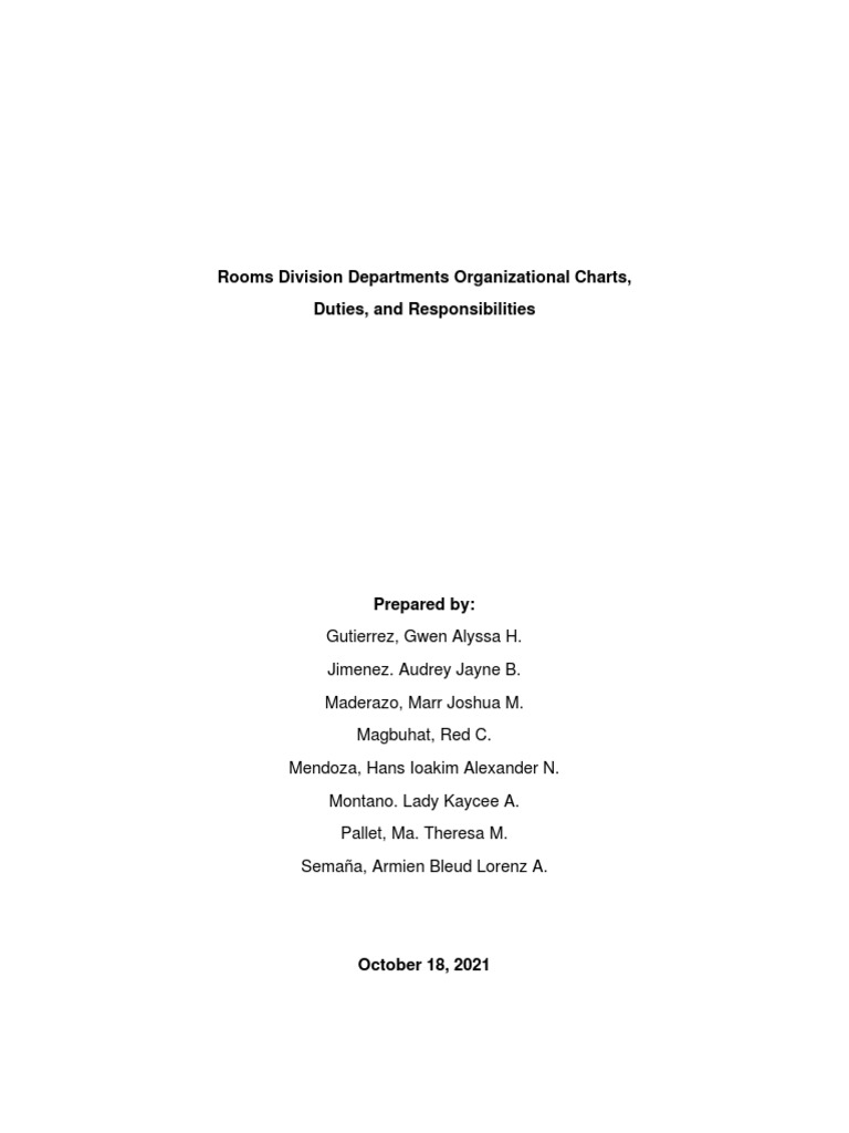 Rooms Division Duties and Structure | PDF | Point Of Sale | Security Guard