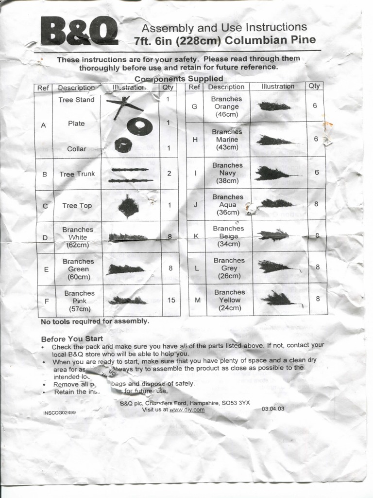 B&Q 7' 6" Columbian Pine Christmas Tree | PDF | Trees
