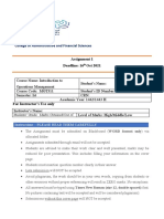 College of Administrative and Financial Sciences: Assignment 1 Deadline: 16 Oct 2021