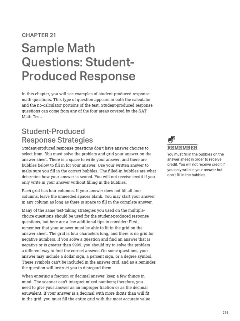 PDF Official Sat Study Guide Sample Math Questions Student Produced ...