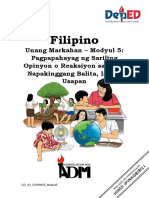 Filipino5 q1 Mod5 PagpapahayagNgSarilingOpinyonOReaksiyon v2