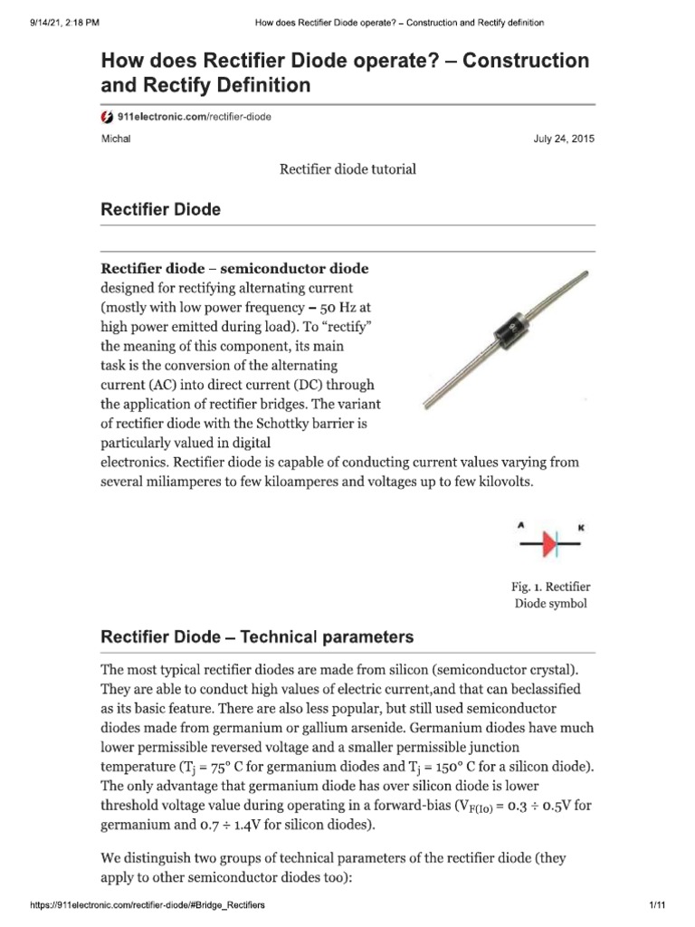 Diodes Rectifier Diode & Bridge Rectifiers, How They Operate PDF
