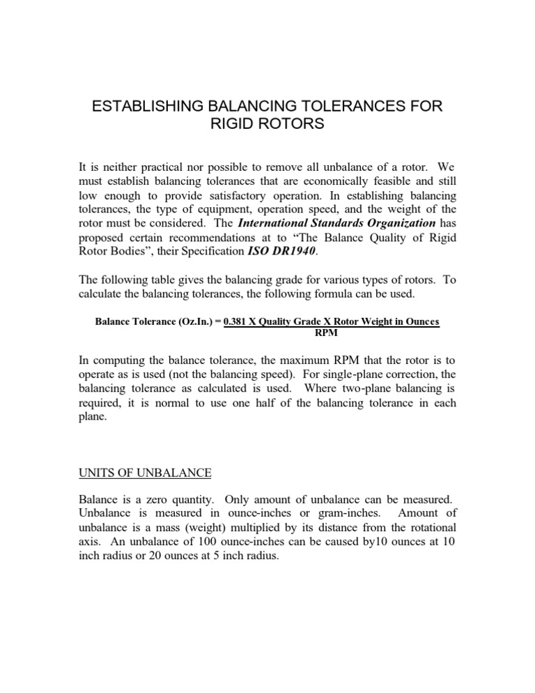 Balance Tolerances 1 PDF