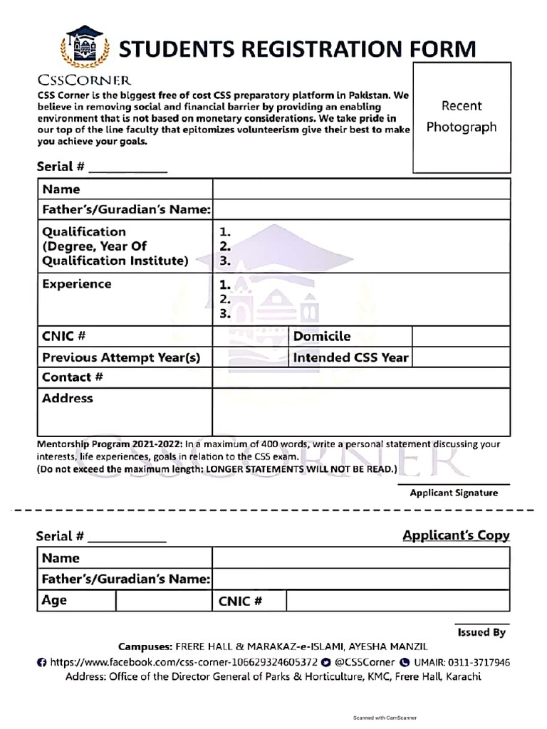 Css Corner Registration Form 2023 - Printable Forms Free Online