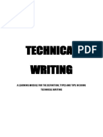 Technical Writing: A Learning Module For The Definition, Types and Tips in Doing Technical Writing