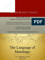 Rhode Island College: M.Ed. in TESL Program Language Group Specific Informational Reports