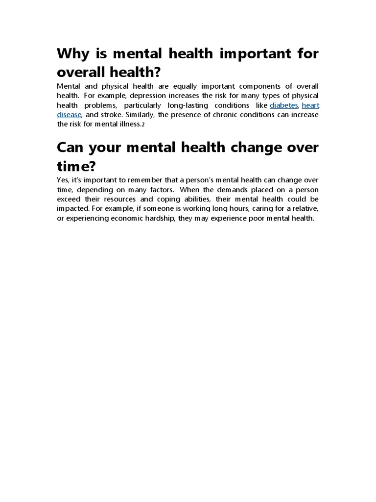 Importance of Mental Health for Wellness | PDF