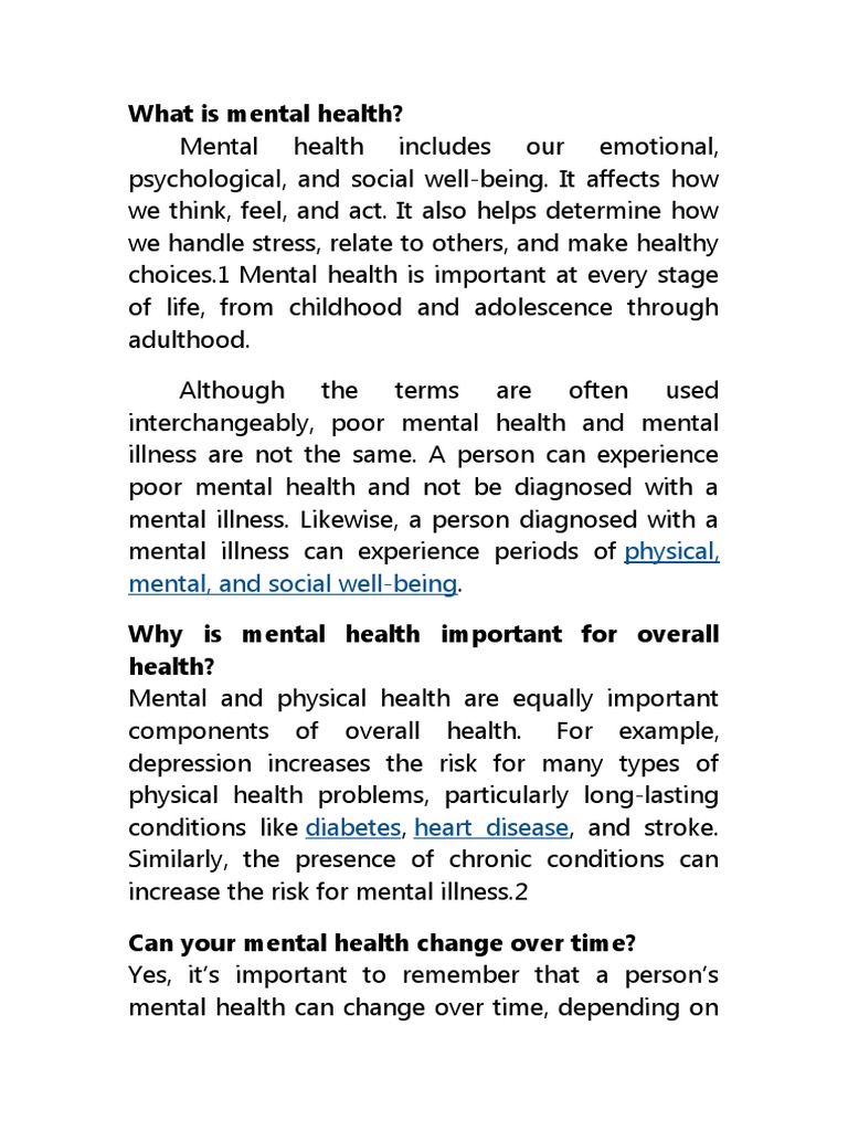 Why Is Mental Health Important For Overall Health | PDF