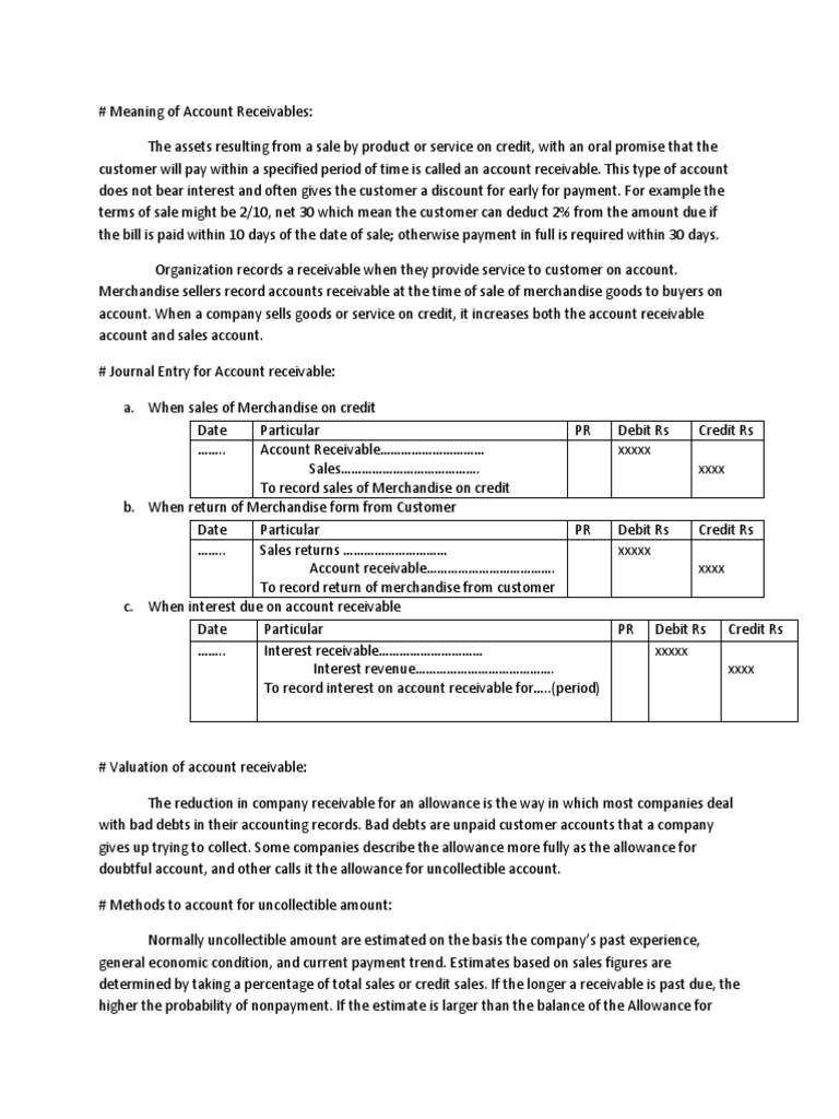 Accounting for Accounts Receivable A Comprehensive Guide to Journal Entries, Valuation Methods