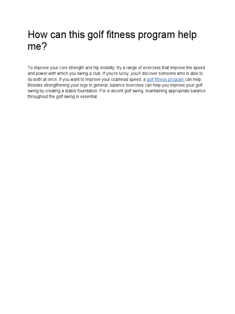 Golf Fitness Program for Improved Swing | PDF | Physical Fitness ...