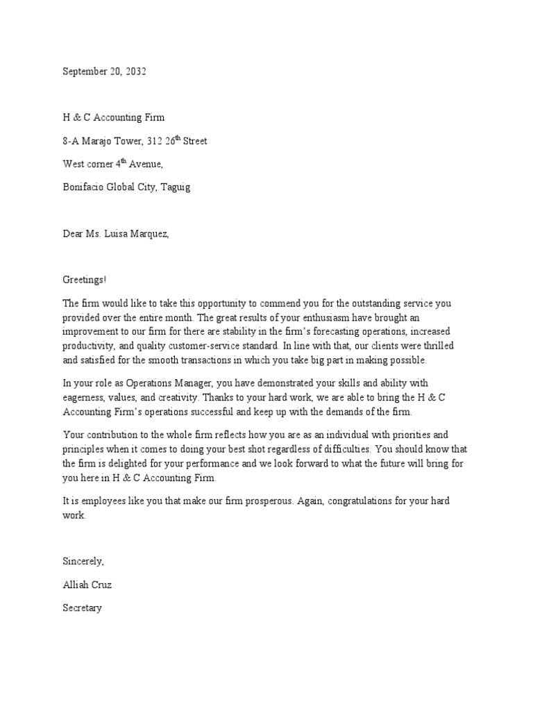Commendation Letter | PDF | Business