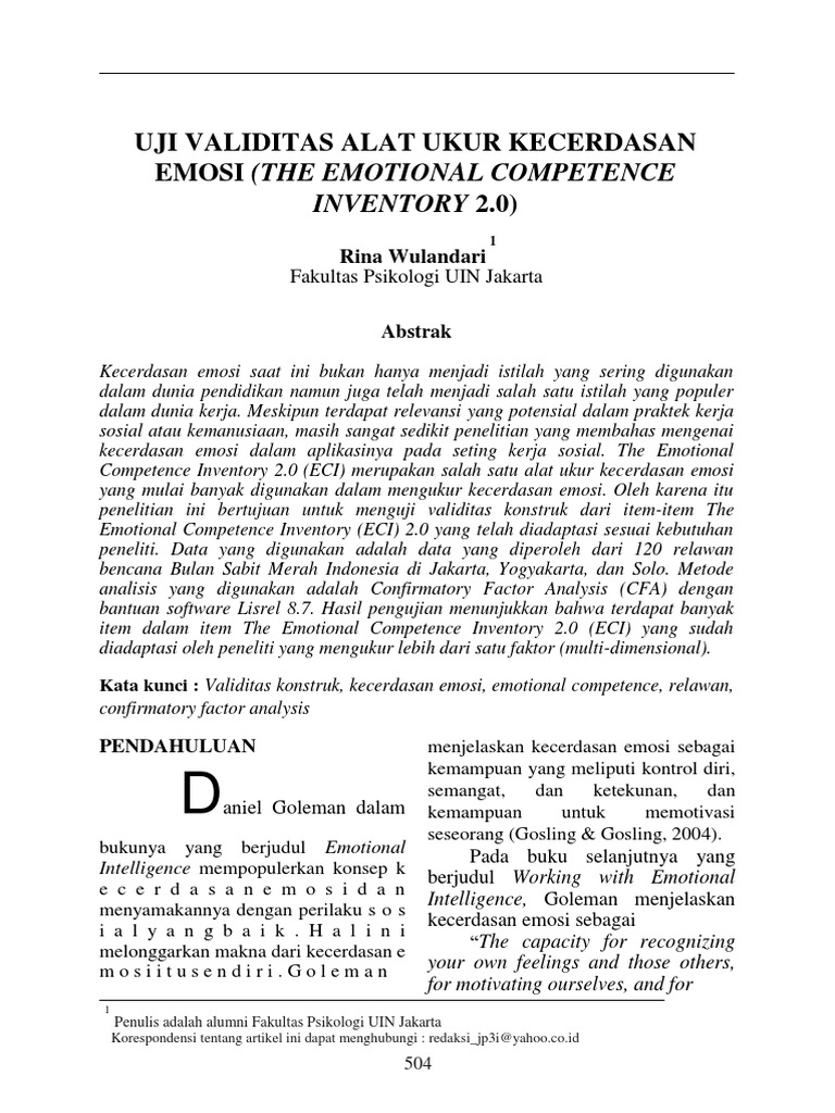 Uji Validitas Alat Ukur Kecerdasan Emosi | PDF
