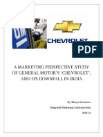 A Marketing Perspective Study of General Motor'S Chevrolet', and Its Downfall in India