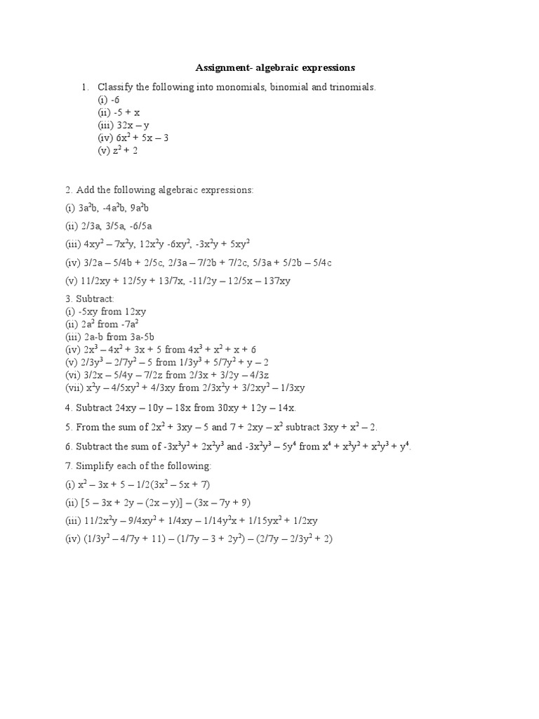 Algebra Practice for Students | PDF
