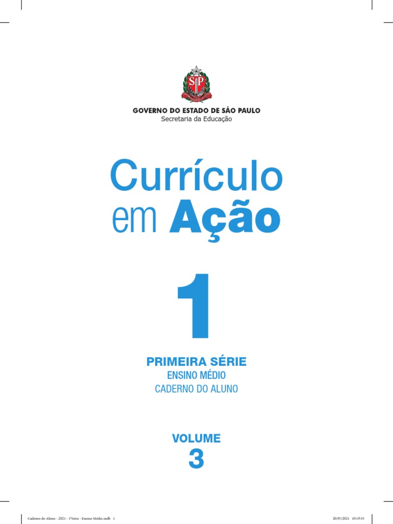 Caderno Do Aluno 2021 1 Série Ensino Médio Final Impressao, PDF, Ator