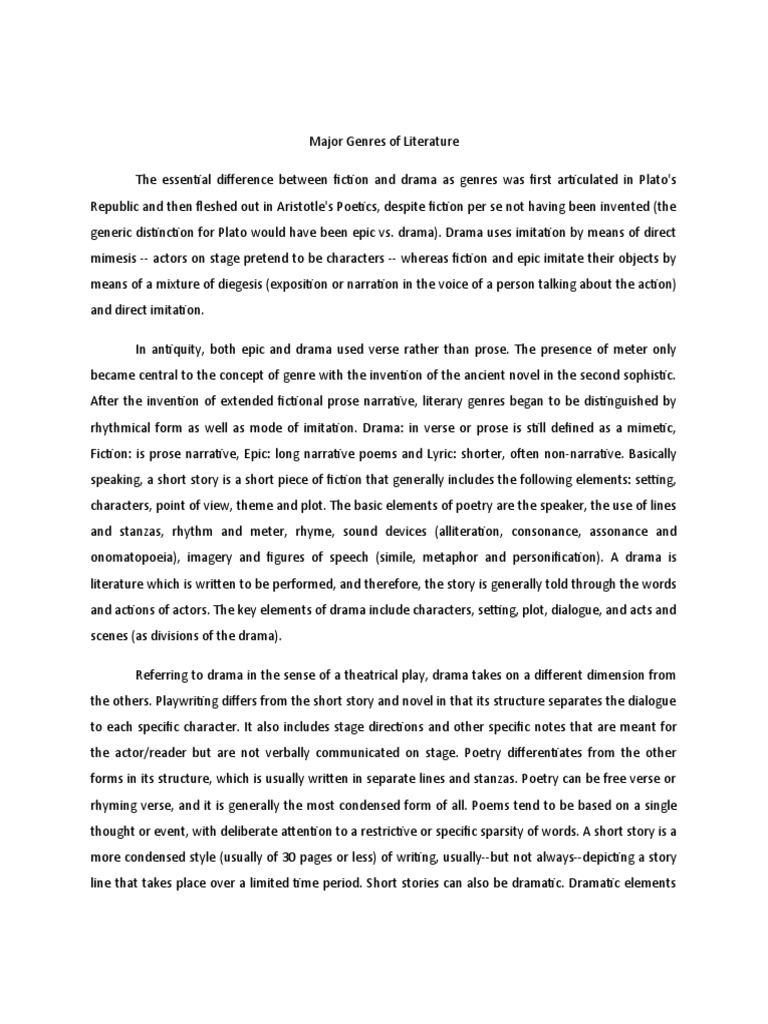 Major Literary Genres Explained | PDF | Poetry | Genre