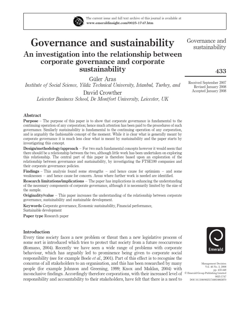 Governance and Sustainability | PDF | Governance | Sustainability