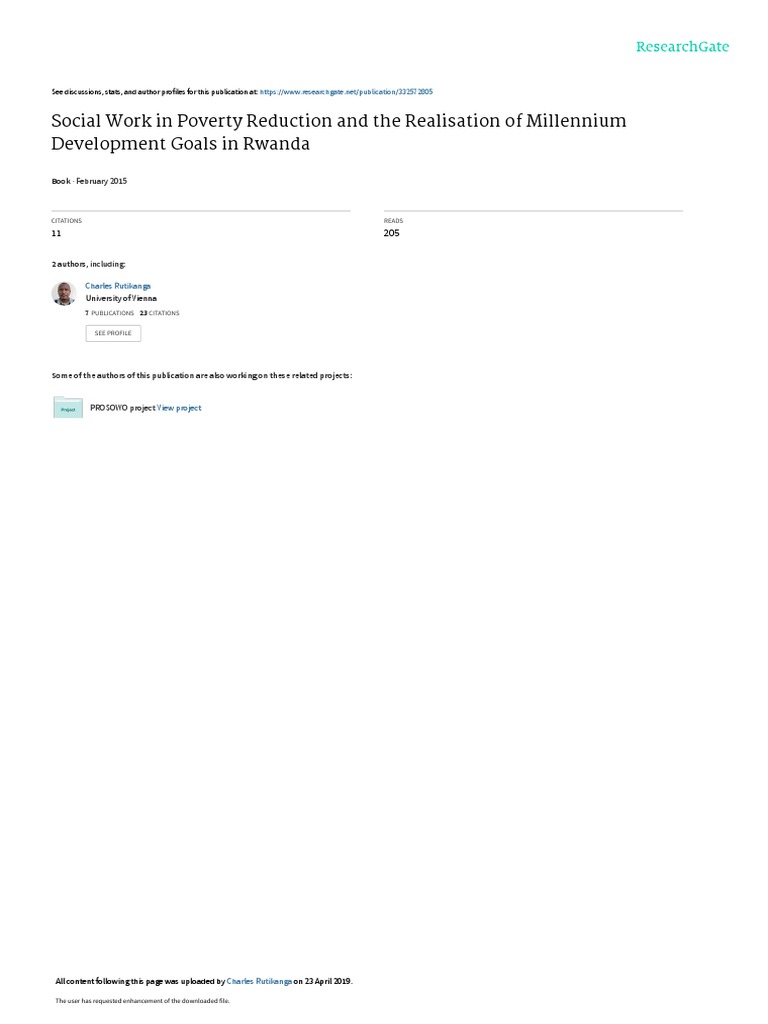Social Work in Poverty Reduction and The Realisation Rwanda 2015 | PDF ...