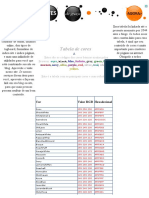 Cores básicas e tabela de referência RGB