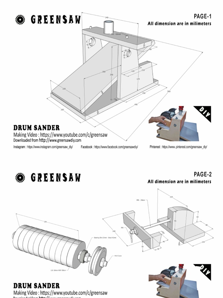 Drum Sander Thickness Sander Plan PDF