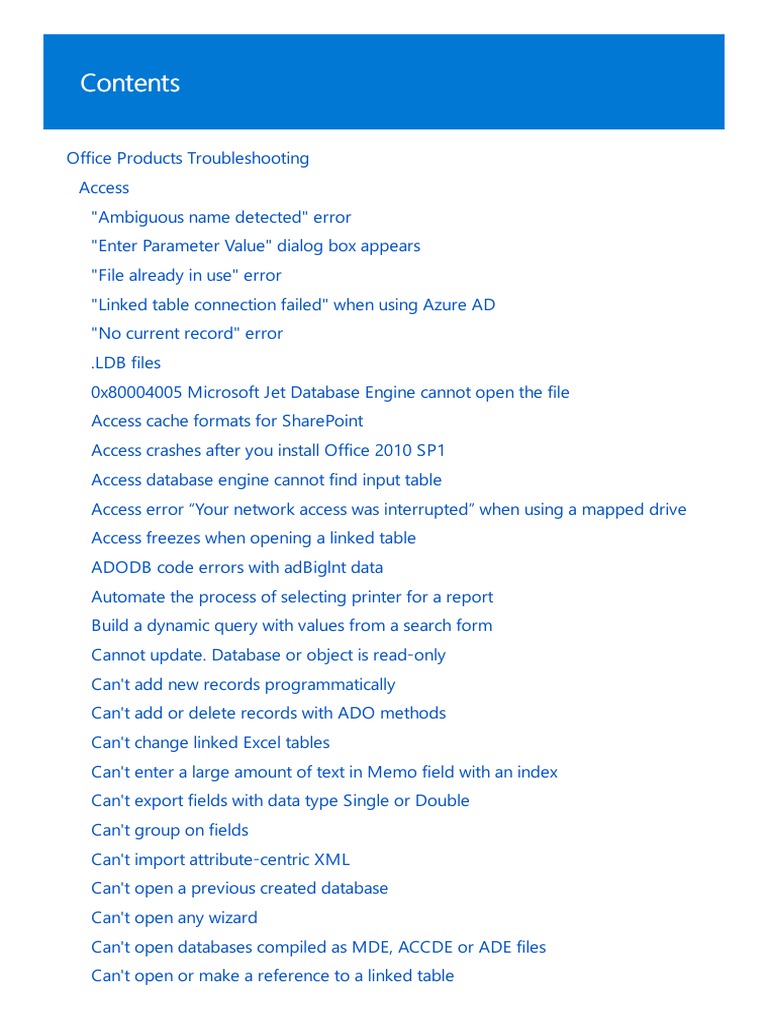 Listing Some Issues For Access | PDF | Microsoft Excel | Microsoft Office