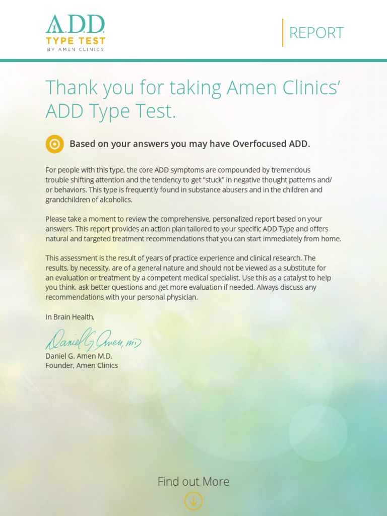 Dr Amen Add Online Test