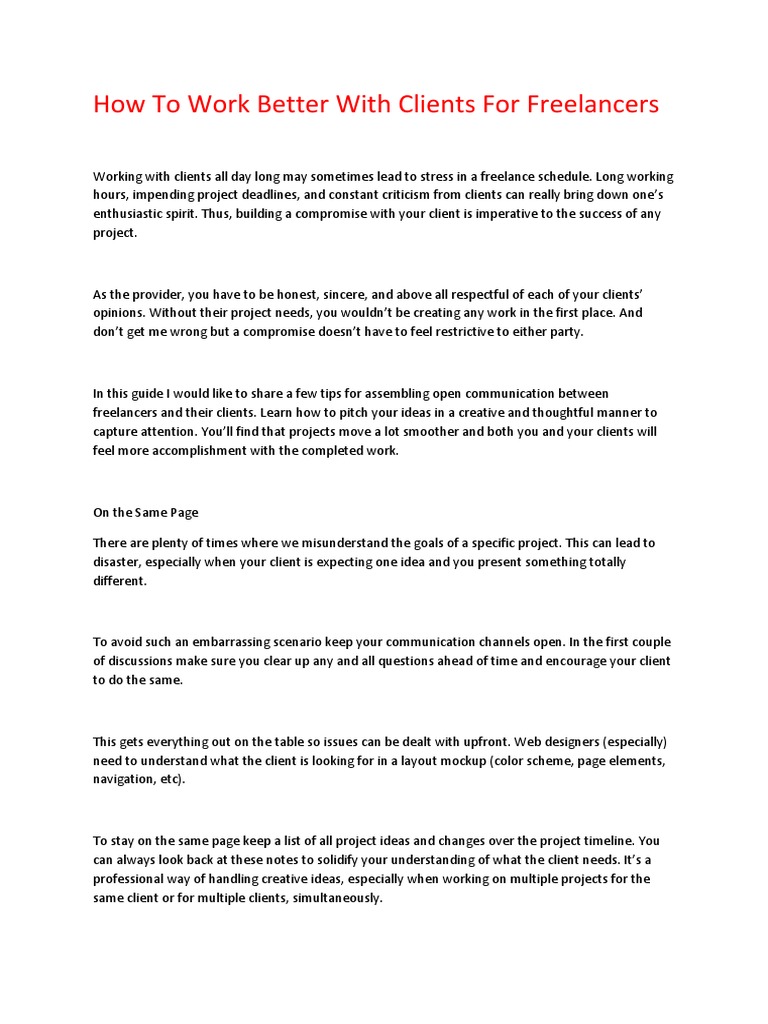 Client Collaboration Tips for Freelancers | PDF | Idea | Design