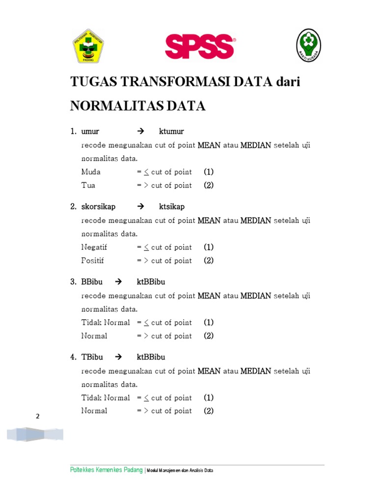 Transformasi Data: Normalitas dan Recode | PDF | Metode & Bahan Ajar