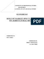Role of Market Speculations On Agricultural Sector: Economics-Ii