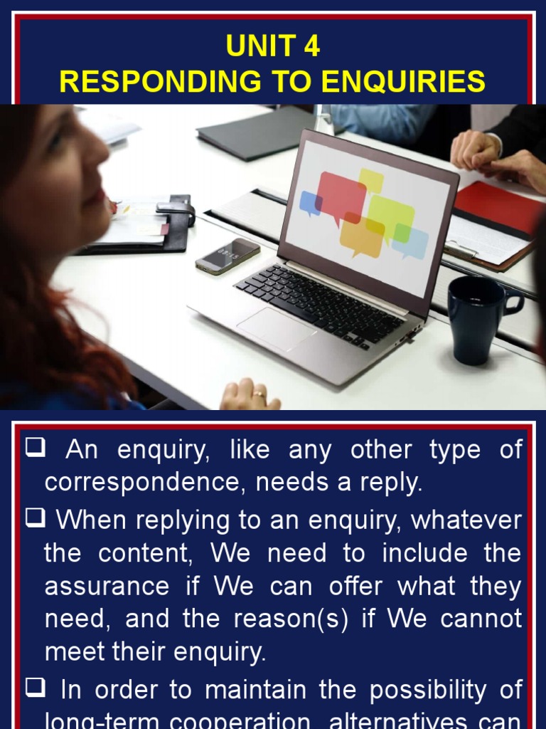 Unit 4 Responding To Enquiries | PDF | Cognition | Communication