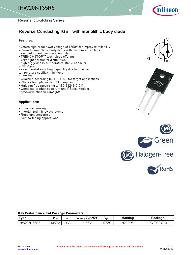 Infineon IHW20N135R5 DataSheet v02 - 02 EN | PDF | Electronic ...