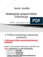 Master Studije I TRŽIŠNA - MARKETNG ORJENTACIJA PREDUZEĆA