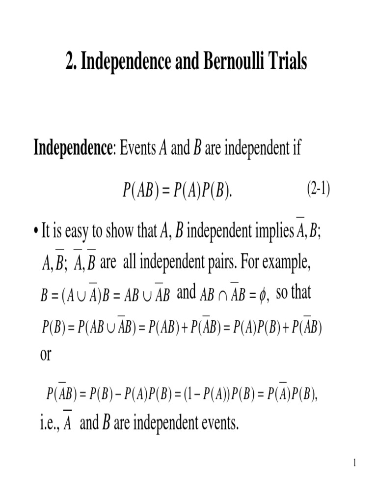 Independent Trials and Their Properties | PDF | Probability | Mathematics