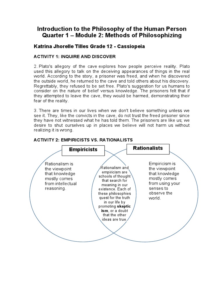 Introduction to the philosophy of the human person quarter 1 module 2